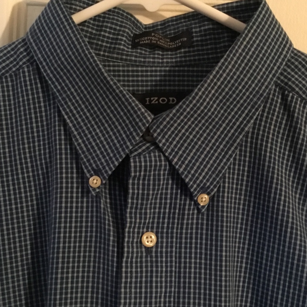 Izod Oxford Print Button Down Shirt 17.5 x 34/35